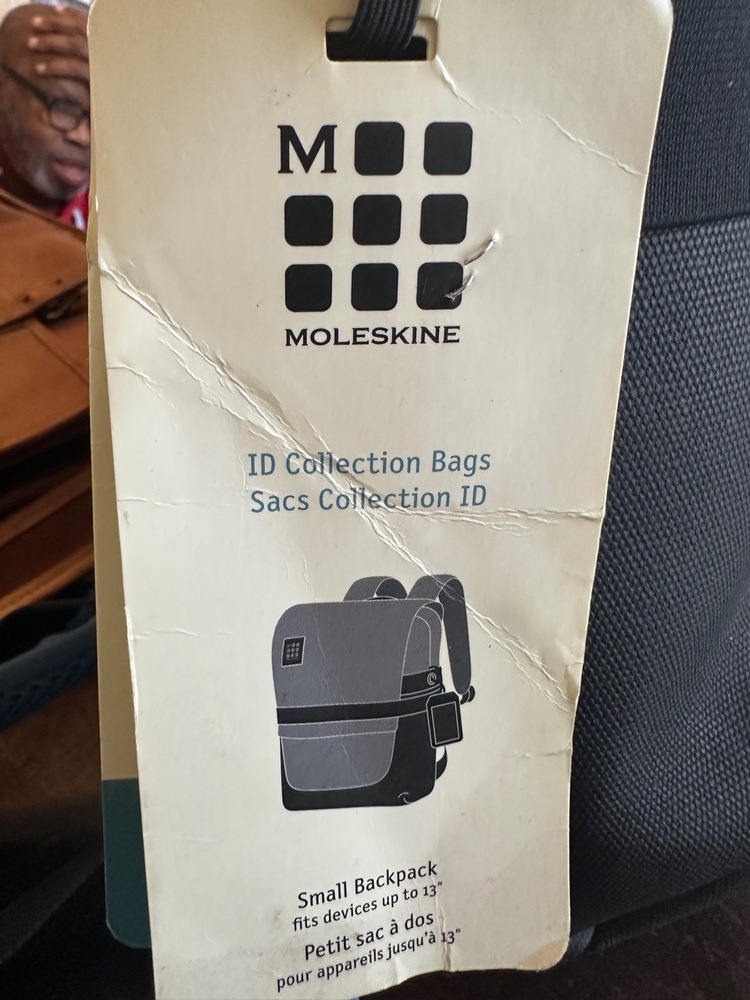 NWT Moleskine Backpack Small Blue Black Sacs Collection ID Crosshatch Adjustable - Picture 10 of 16
